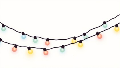 Pastel festoon lights glowing in gentle arc, festive ambiance
