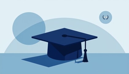 Stylized graduation cap resting on surface, symbolizing achievement