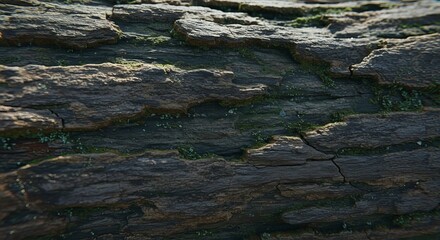 A close up view of textured weathered tree bark details