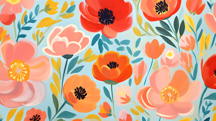 boho design abstract oil painting flower