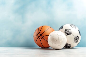 Sport balls on blue background.
