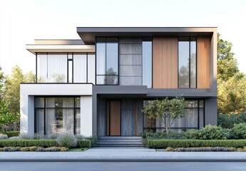Modern House Exterior with Contemporary Architecture and Natural Landscaping