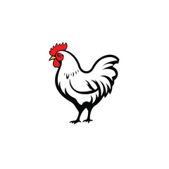 Rooster logo. Rooster logo design on white background. Vector illustration. 