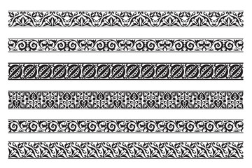 Set of decorative seamless ornamental border - Vector modular