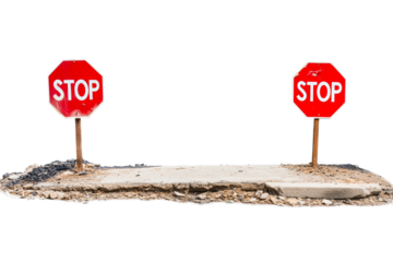 Urban road safety installing stop signs in concrete landscapes isolated on transparent background