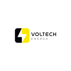 energy technology voltech modern logo design vector