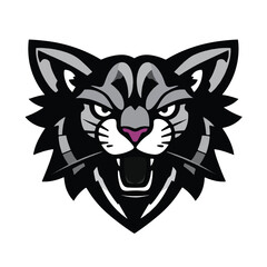 Bobcat logo on white background. Bobcat head. Vector illustration. 
