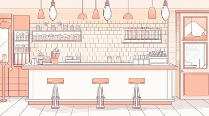 Fototapeta premium An artistic depiction of a cheerful dessert shop interior scene