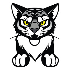 Bobcat logo on white background. Bobcat head. Vector illustration. 
