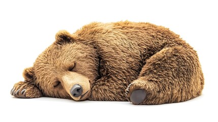 Fototapeta premium grizzly bear sleeping peacefully on a white background