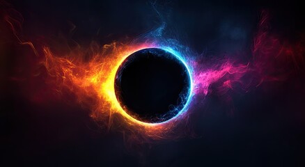 Abstract cosmic circle surrounded by vibrant energy