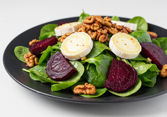 Vibrant Beetroot Goat Cheese Salad with Walnuts and Spinach
