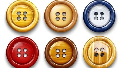 Colorful Wooden & Glossy Buttons Collection