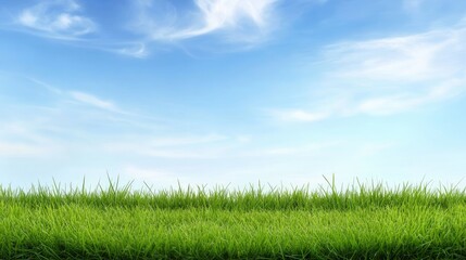 Serene Green Grass Field Under a Blue Sky