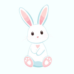 A cute bunny rabbit in a flat design style. Toys. Easter-themed projects, greeting cards, and children's decor. Ideal for use in digital prints, invitations, and seasonal designs.