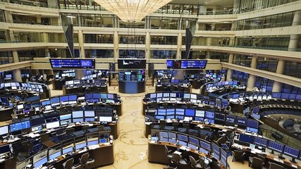 Interior of a stock exchange building. - Powered by Adobe