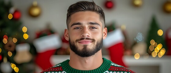 Fototapeta premium Man Christmas Sweater Portrait (1)