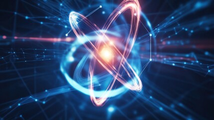 Fototapeta premium A macro shot of subatomic particles interacting with invisible quantum forces.