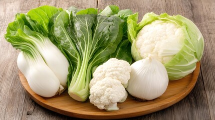 Fresh Organic Vegetables Bok Choy Cauliflower Cabbage Garlic