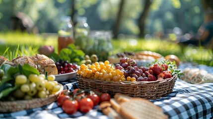 View of different food for summer picnic