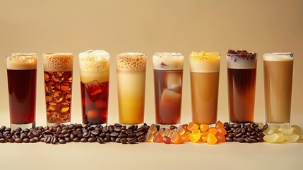 View of different types of coffee