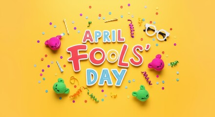 April Fools' Day celebration background with colorful decorations