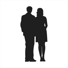 Couple Standing Together Silhouette Image