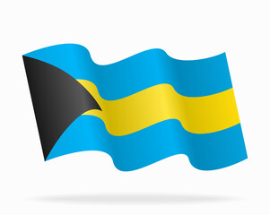 Bahamian flag wavy background layout. Vector illustration.
