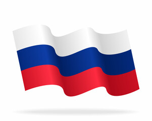 Fototapeta premium Russian flag wavy background layout. Vector illustration.