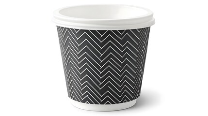 Disposable coffee cup with chevron pattern.