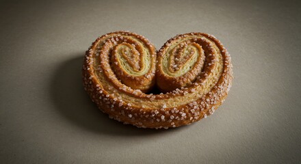 Fototapeta premium Palmier Pastry with Sugar Crystals on Table Surface for Food Photography