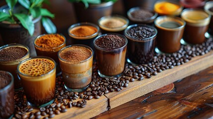 View of different types of coffee