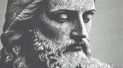 Minimalist Jesus Christ Halftone Portrait Revealing A Profound Religious Aura