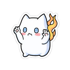 Obraz premium Adorable Fire Cat Cartoon Character Illustration