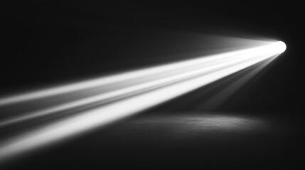 White light beam on a black background, with light from the side, a spotlight, and light streaks and rays illustration