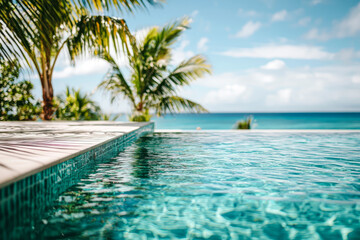 Fototapeta premium Coastal Oasis: Beachfront Luxury Pool Retreat