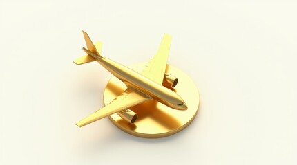 Golden Airplane: A striking image of a golden airplane model, rendered with meticulous detail, set against a simple, soft background. The aircraft's design is emphasized.