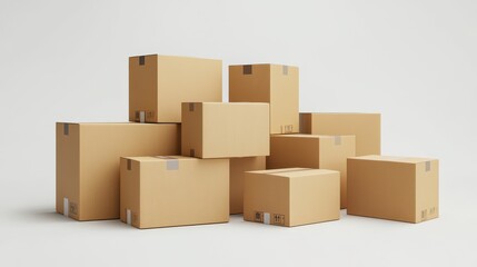 3D Cardboard box package transport order icon .3D Minimal stack parcel box icon on isolated white background. Logistics shipment and Online delivery service Concept. 3d render.