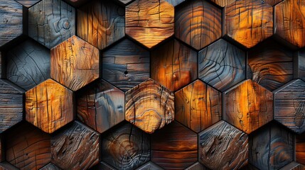 Wall wood design hexagon 3d panels
