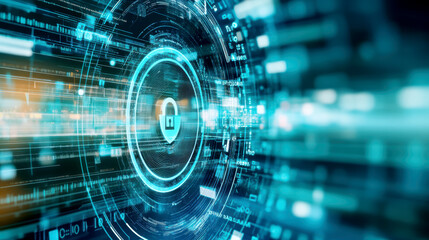 Obraz premium Shield and padlock to symbolize Internet security. AI generative.