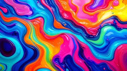 Obraz premium Vibrant neon abstract fluid acrylic texture
