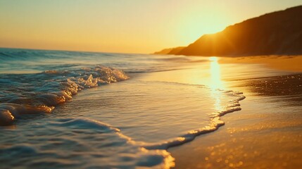Ocean wave sunset beach shoreline landscape
