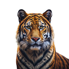 Fototapeta premium Bengal Tiger Portrait. Majestic Feline with Striking Orange and Black Stripes on Black