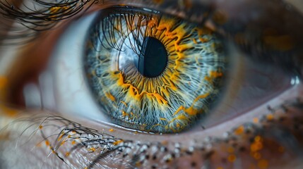 Yellow eye macro with mesmerizing patterns