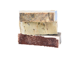 Natural soaps homemade isolated on white background.	