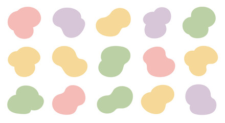 Pastel-colored abstract shapes on white background.