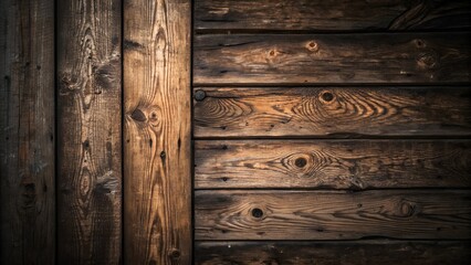 Rustic aged wooden planks, a timeless texture of deep brown and rich golden tones, whispering tales of history and resilience.