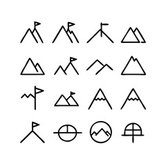 Mountain Outline Icons Vector