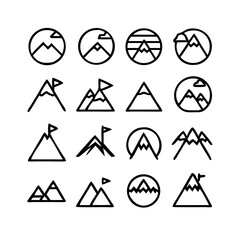 Mountain Outline Icons Vector