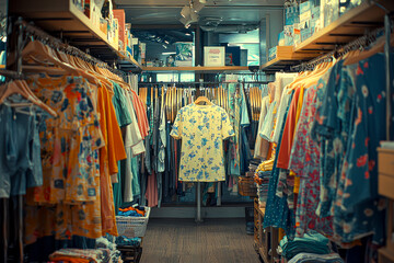 Vibrant Fashion Boutique Inside Modern Shopping Mall